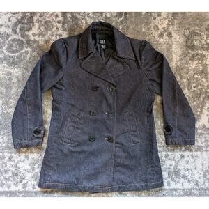 Vintage Gap Women's Peacoat Dark Denim Jacket Double-Breasted Coat - Small